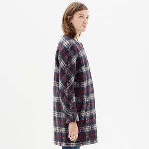 Madewell Plaid Wool Estate Coat Navy Red B2649